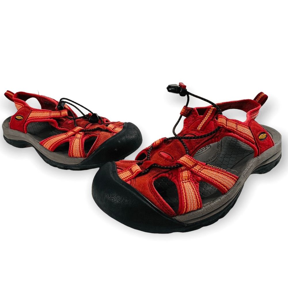 Keen Womens Size 11 Venice H2 Sport Sandals Red Waterproof Hiking Bungee Lace Up